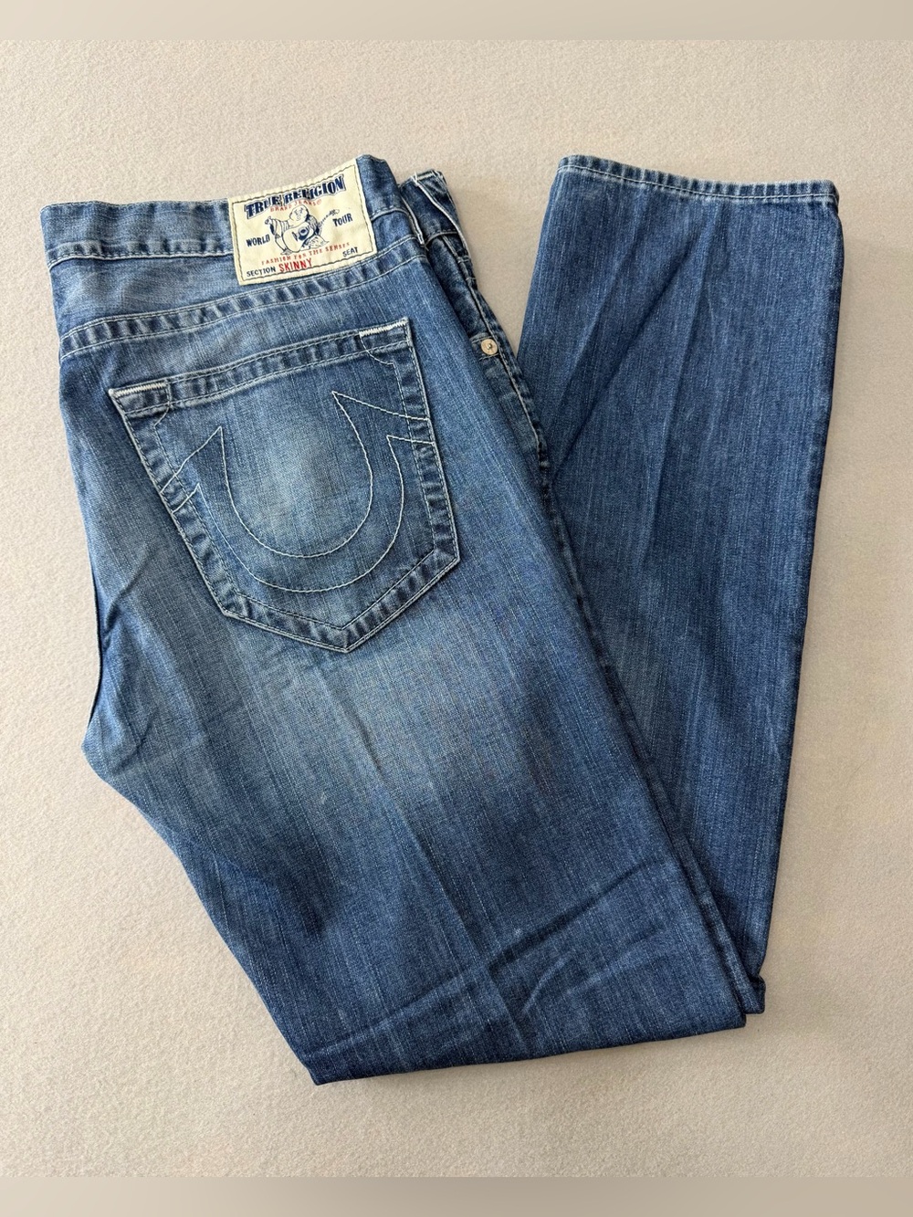 226/1500 True Religion Men’s Jeans 38x32 Blue Skinny Fit Designer Denim